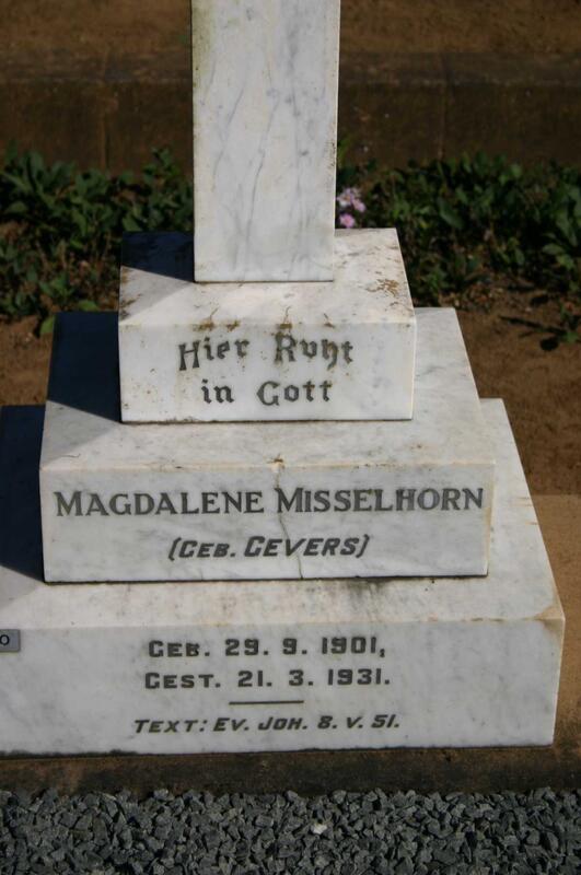 MISSELHORN Magdalene nee GEVERS 1901-1931