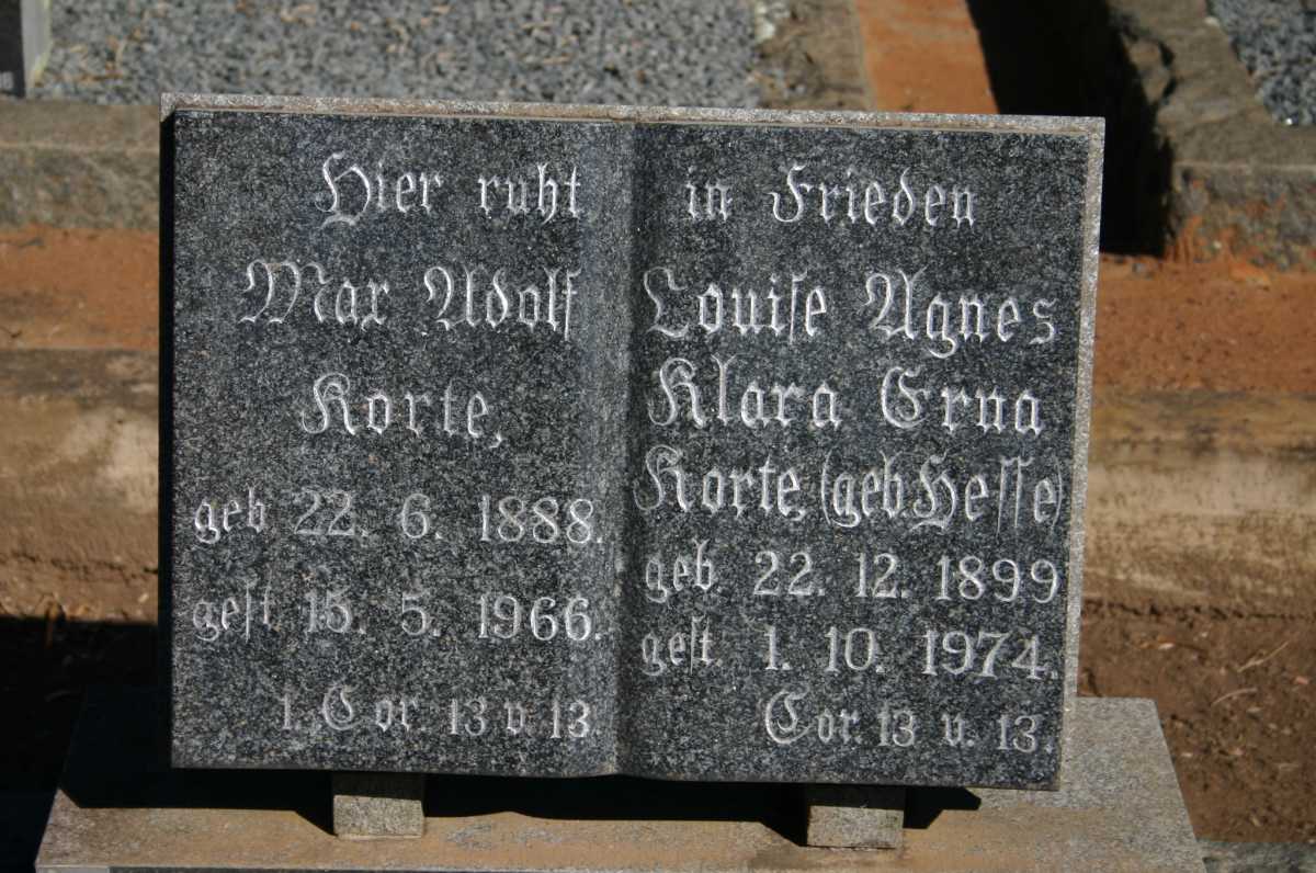 KORTE Mar Adolf 1888-1966 & Louise Agnes Klara Erna HESSE 1899-1974