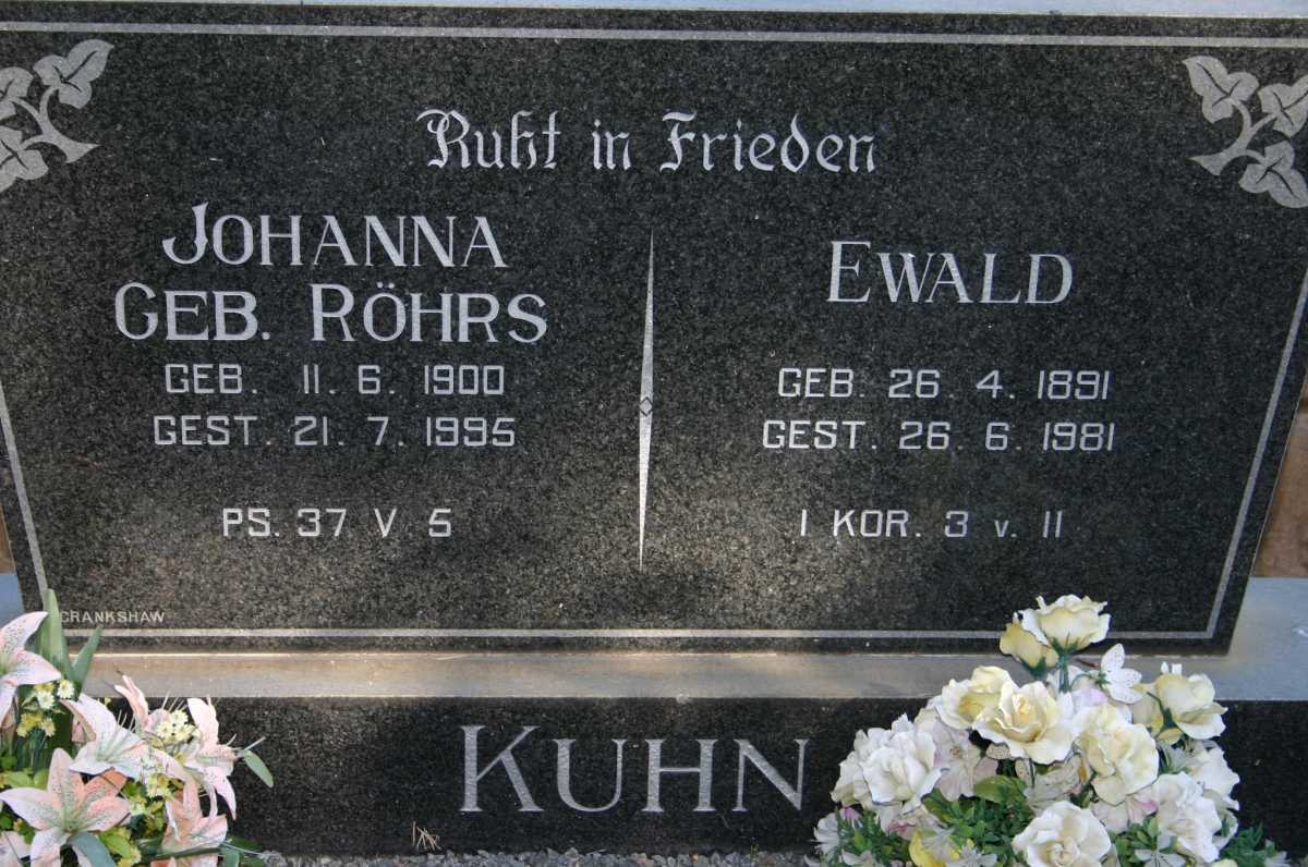 KUHN Ewald 1891-1981 & Johanna RÖHRS 1900-1995