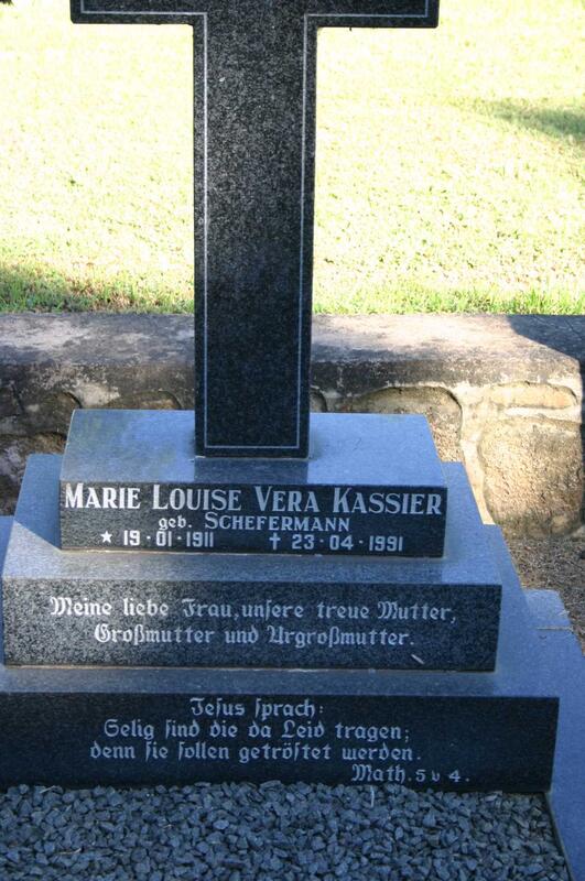 KASSIER Marie Louise Vera nee SCHEFFERMANN 1911-1991