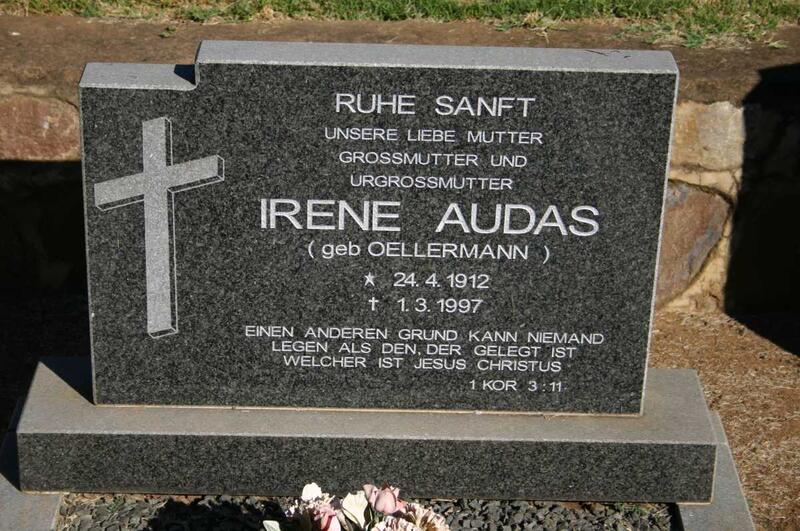AUDAS Irene nee OELLERMANN 1912-1997