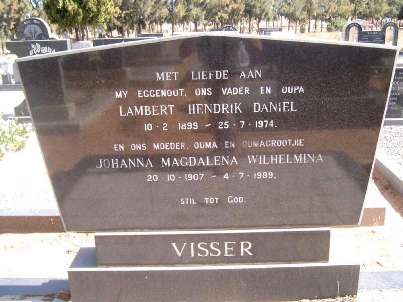 VISSER Lambert Hendrik Daniel 1899-1974 & Johanna Magdalena Wilhelmina 1907-1989