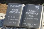 LOMBARD Gert Jacobus 1923-1995 & Anna Jacomina NEL 1929-