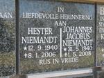 NIEMANDT Johannes Jacobus 1940-2008 & Hester 1940-2006