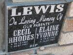 LEWIS Cecil Rhodes 1921-1991 & Elaine Yvonne 1920-1987