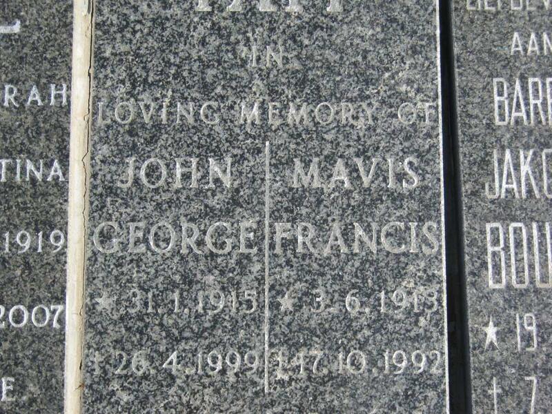 ? John George 1915-1999 & Mavis Francis 1913-1992