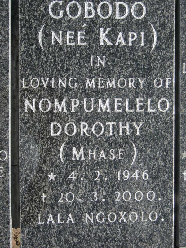 GOBODO Nompumelelo Dorothy nee KAPI 1946-2000