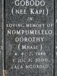 GOBODO Nompumelelo Dorothy nee KAPI 1946-2000