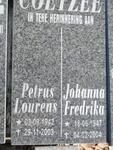 COETZEE Petrus Lourens 1942-2003 & Johanna Fredrika 1947-2004