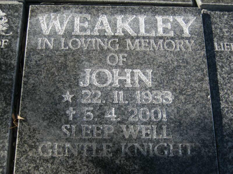 WEAKLEY John 1933-2001