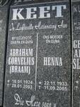KEET Abraham Cornelius 1924-2003 & Henna 1933-2005