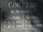 COETZER Bennie 1959-1996 & Charine 1927-1996