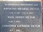 VICTOR Raymond Michael 1961-2007 :: VICTOR Basil Sidney 1933- & Christina Katriena 1938-