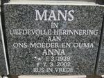 MANS Anna 1929-2002