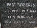 ROBERTS Len 1929-2009 & Pam 1939-1989