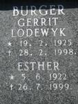 BURGER Gerrit Lodewyk 1925-1998 & Esther 1922-1999