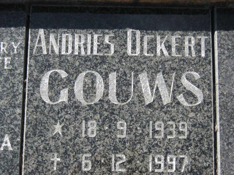 GOUWS Andries Ockert 1939-1997