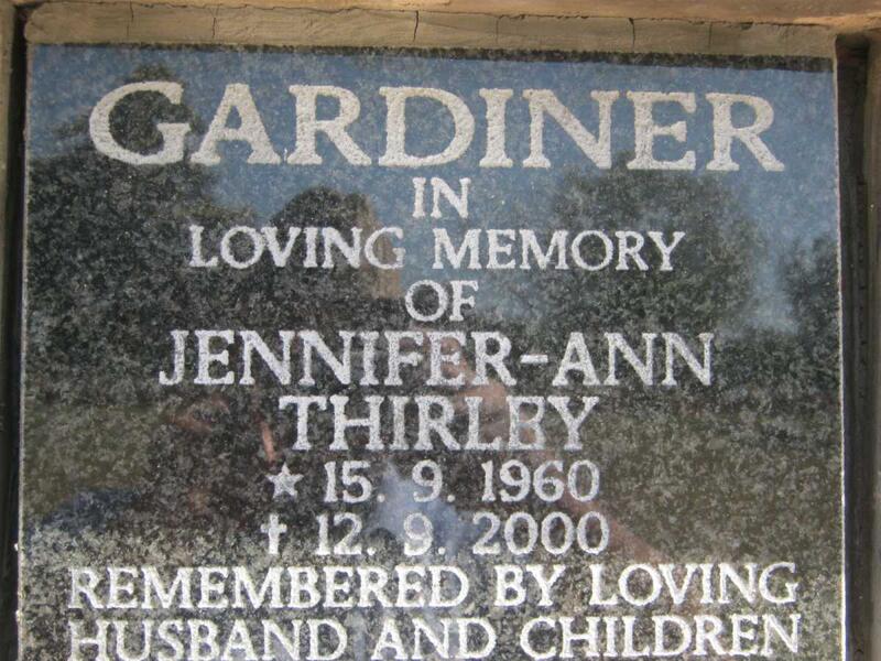 GARDINER Jennifer-Ann Thirley 1960-2000