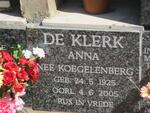 KLERK  Anna. de nee KOEGELENBERG,  1925-2005