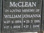 McCLEAN William 1954-2006 :: McCLEAN Johanna 1925-2006