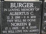 BURGER Albertus c. 1916-1991 & Noreen P. 1925-2005