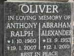 OLIVER Anthony Ralph 1960-2007 :: OLIVER Abraham Alexander 1953-2010 