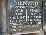 NIEMAND Frank Charles 1934-2007 & Joyce Irene 1937-2004