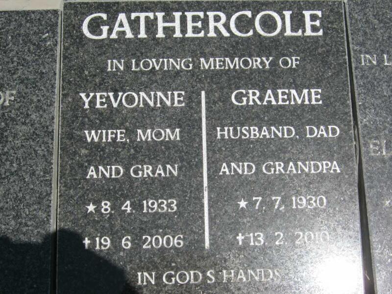 GATHERCOLE Graeme 1930-2010 & Yevonne 1933-2006