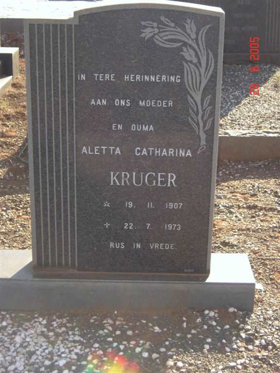 KRUGER Aletta Catharina 1907-1973