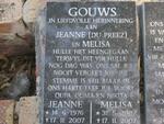 GOUWS Jeanne nee du PREEZ  1976-2007 :: GOUWS Melisa  2002-2007