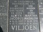 VILJOEN Alwyn Jacobus 1933-1995 & Martha Magdalena 1932-2000