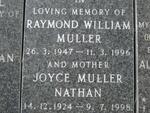 MULLER Raymond William 1947-1996 & Joyce NATHAN 1924-1998 