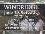WINDRIDGE Cecilia nee COETZEE 1914-2009