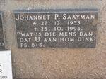 SAAYMAN Johannet 1953-1995