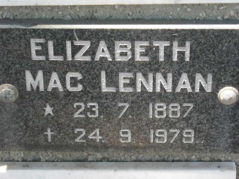 MacLENNAN Elizabeth 1887-1979 
