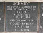 SCHMIDT Freda 1936-1988 :: SNYMAN Violet 1913-1992 