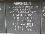 SCANLEN Leslie Ross 1915-1988 & Thelma Iris 1917-1992