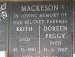 MACKESON Keith -1961 & Doreen Peggy -1987