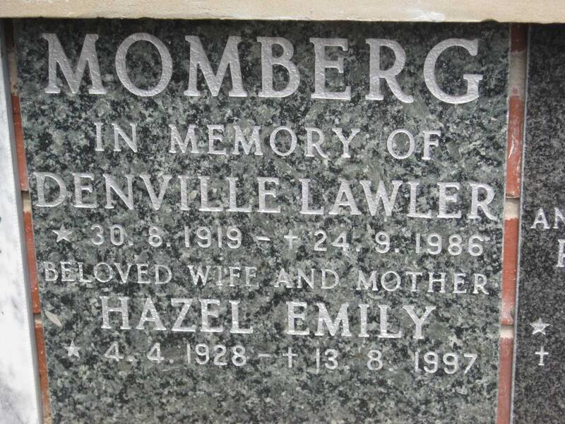 MOMBERG Denville Lawler 1919-1986 & Hazel Emily 1928-1997