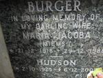 BURGER Hudson 1925-2000 & Maria Jacoba 1918-1986