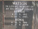 WATSON Bennie 1912-1987 & Roma 1916-2008