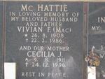 Mc HATTIE Vivian F. 1908-1986 & Cecilia J. 1911-1996