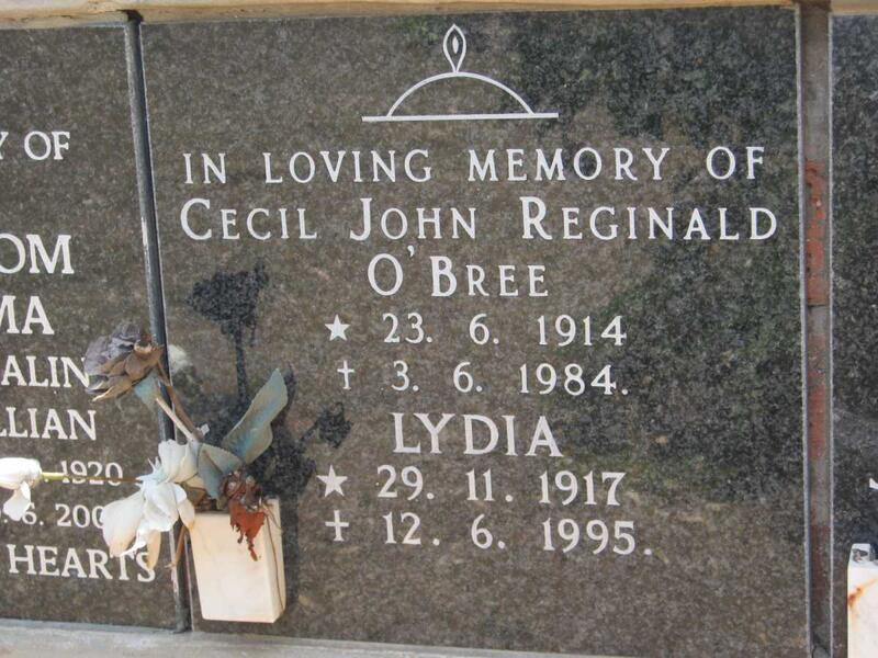 O'BREE Cecil John Reginald 1914-1984 & Lydia 1917-1995