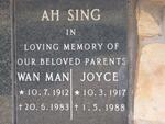 AH SING Wan Man 1912-1983 & Joyce 1917-1988
