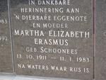 ERASMUS Martha Elizabeth nee SCHONEES 1911-1983
