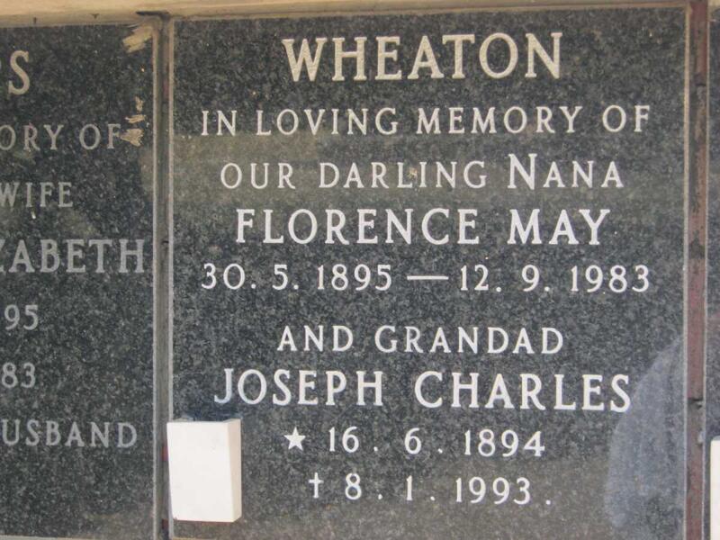 WHEATON Joseph Charles 1894-1993 & Florence May 1895-1983