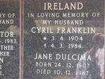 IRELAND Cyril Franklin 1904-1984 & Jane Dulcima 1907-1987