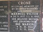 CRONJE Maxwell Victor 1937-1983 & Rae Marion 1942-2001