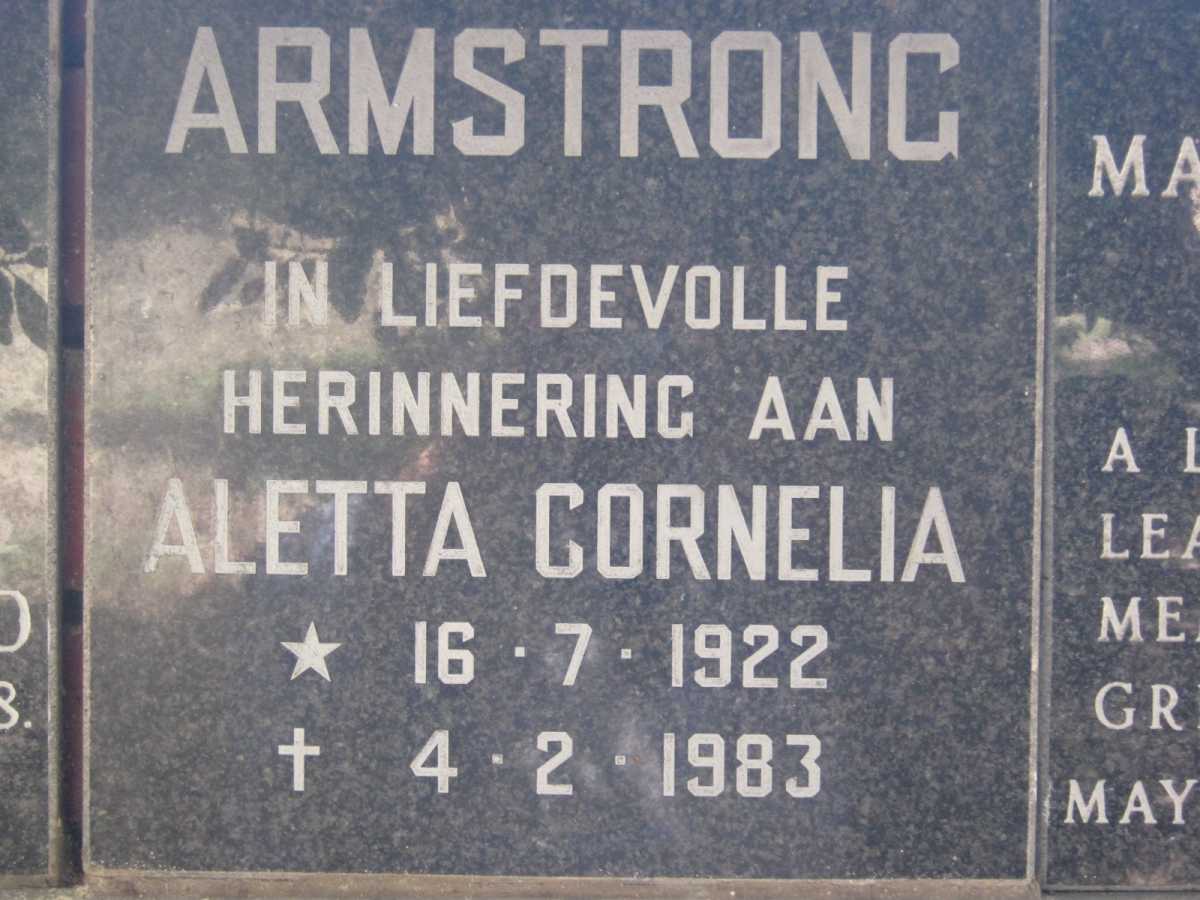 ARMSTRONG Aletta Cornelia 1922-1983
