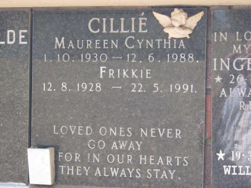 CILLIE Frikkie 1928-1991 & Maureen Cynthia 1930-1988